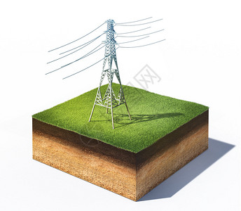 3d说明高压电塔站在地面交叉地带白色图片