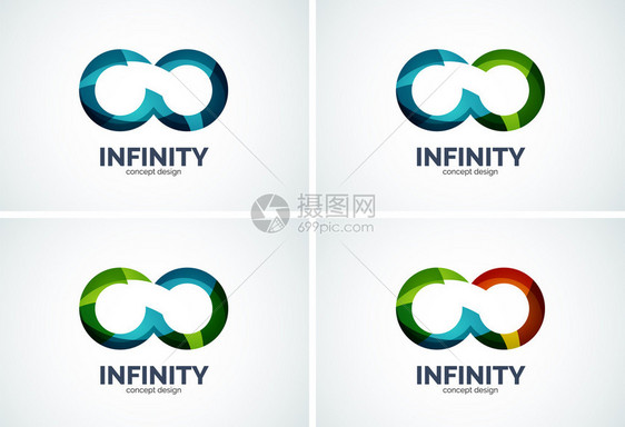 无限公司徽标图集商业圈和环形设计要素流动重叠形状图片
