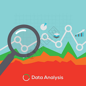 数据点上放大镜的矢量图解数据分图片
