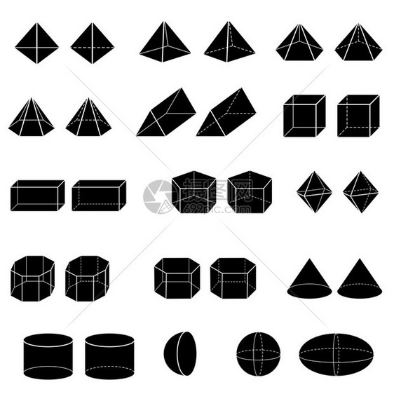 儿童矢量的3d几何剪影图片