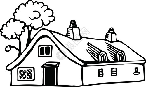 一个小屋的黑白线描的例证背景图片
