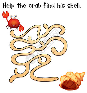 螃蟹和贝壳益智游戏的插图图片