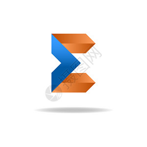 E字母蓝色和橙色商业徽图片