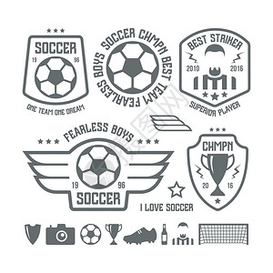 一组足球徽章和图标白背图片
