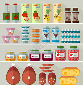 商店货架上的食物矢量图图片