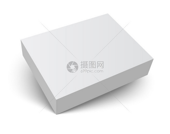 白色上隔离的空灰盒包装设计3d模板图片