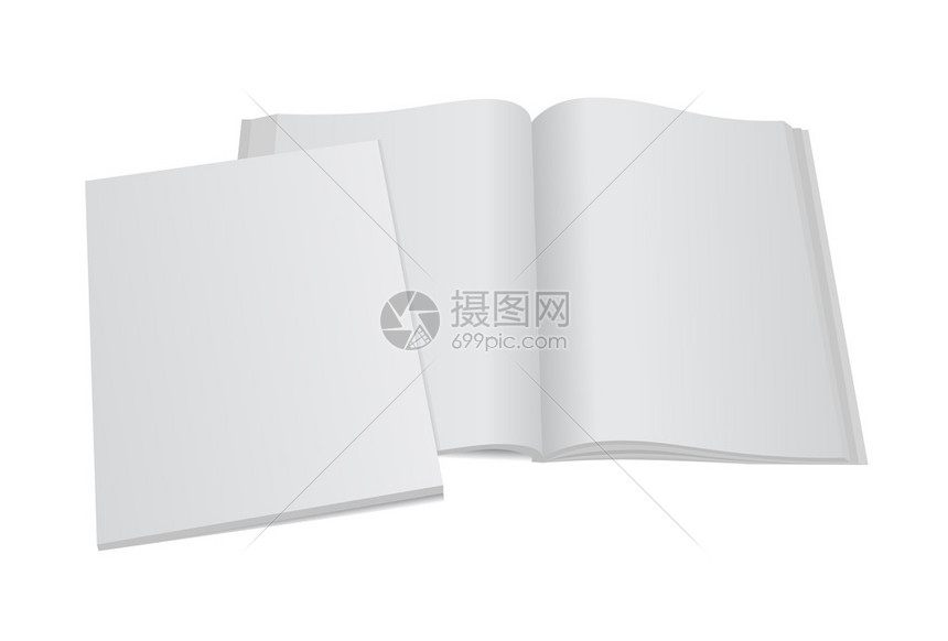 空白打开杂志样机模板与空白封面为您的设计提供逼真的可编辑矢量Ep图片