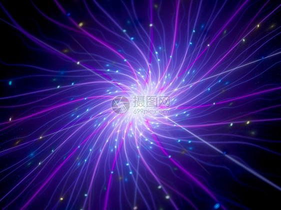 空间中的多色连接与粒子技术计算机生图片