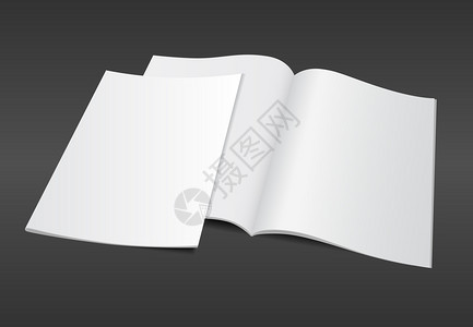 空白打开A4杂志样机模板与深色背景上的空白封面为您的设计提供逼真的可编辑矢量Ep图片