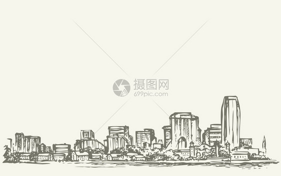 中城码头港口海滨多层结构商业中心的侧视图全景图片