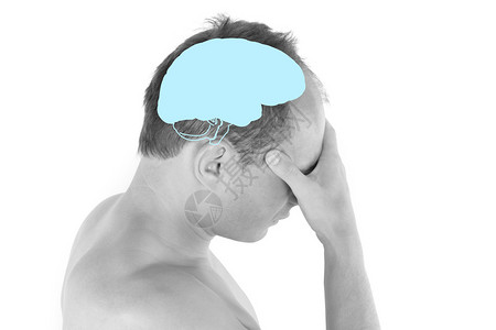 抚摸头发帅哥用脑图抚摸他的头压力偏头痛头脑大脑插画