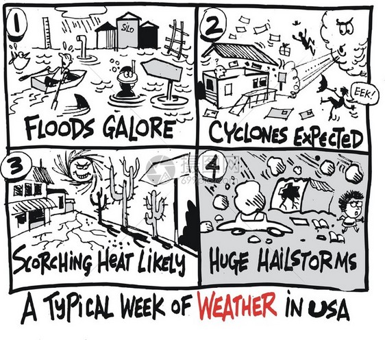 关于洪水冰雹和干旱的天气预报卡片Vic图片