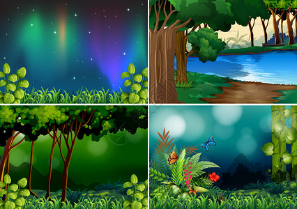 森林,藤蔓插画-森林,藤蔓卡通-密林中的少女插图-摄图网