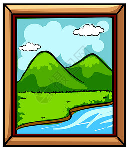 相框与河和山的看法图片