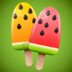 西瓜多汁冰淇淋明亮的自制冰冻棒图片