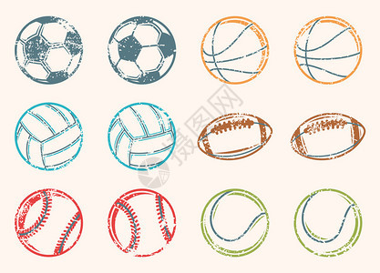 向量集的各种垃圾风格的运动球图片