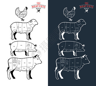 美国美国牛肉猪肉羊肉和鸡图片