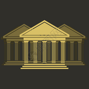 金色希腊神庙前方黑图片
