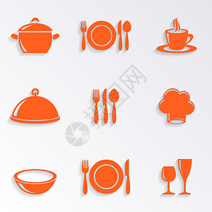 烹饪和厨房餐厅菜单图标红颜色图片