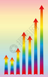彩虹色向上箭头的增量或增长图片