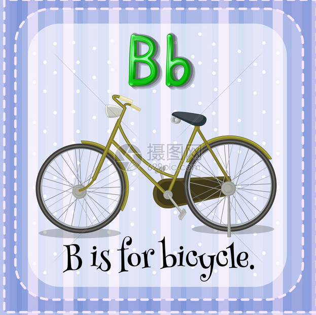 抽认卡字母B用于自行车图片