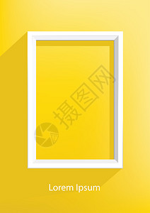 黄色墙上的白框图片