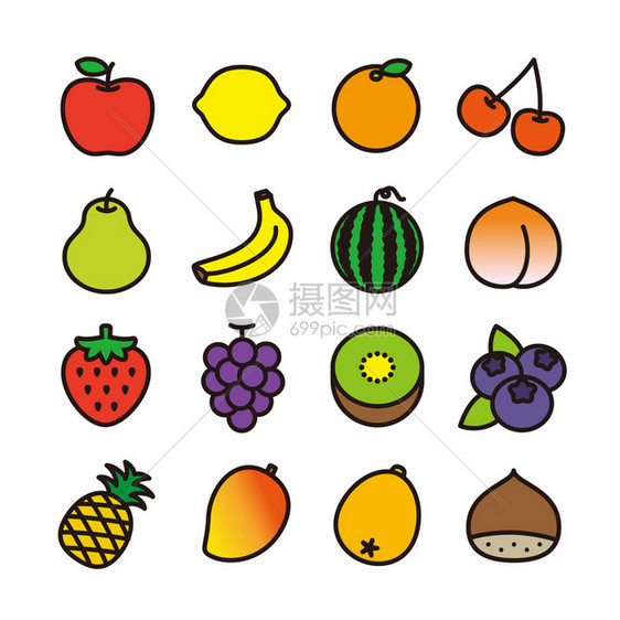 一组水果图标图片