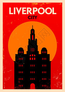 利物浦市海报设计矢量图图片