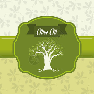 绿色背景下的橄榄油设计矢量图解背景图片