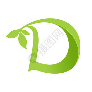 生态公司D字母和绿叶标志图标图片