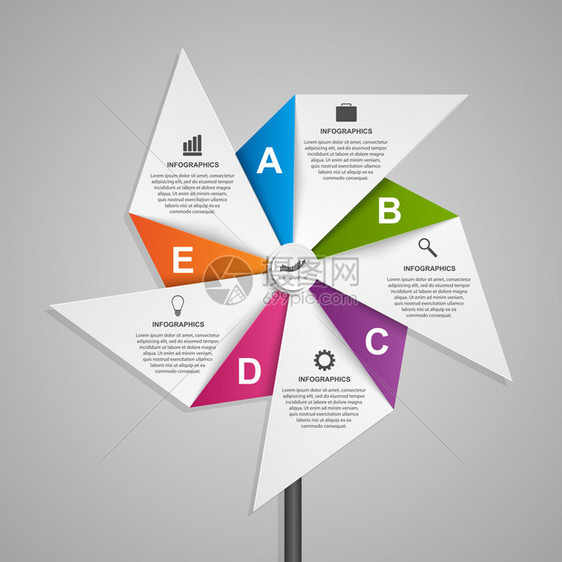 以空气针轮形为状的摘要选项Infographs设计模板图片