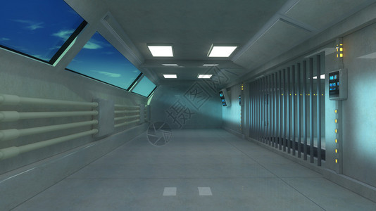 未来科幻未来走廊内部图片