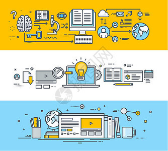 网站横幅宣传材料教育应用软件的矢量插图图片