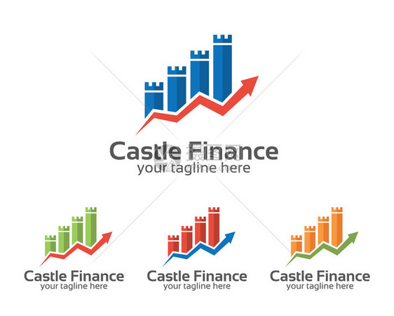 商业公司城堡融资标识设计模板财务说明矢量简单干净的平板设计单图片