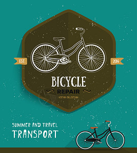 矢量标签夏季和旅行运输自行车图图片