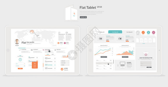 平板电脑移动设备和网站模板的平面元图片
