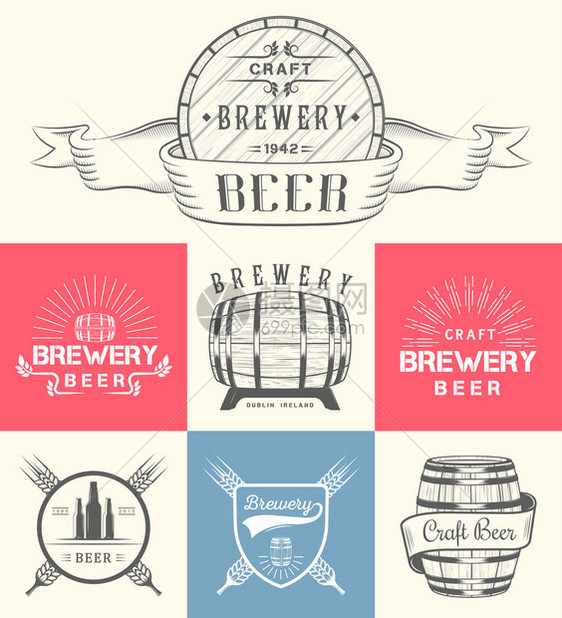 白色背景的古老工艺品啤酒酿业徽标徽章标志标图片