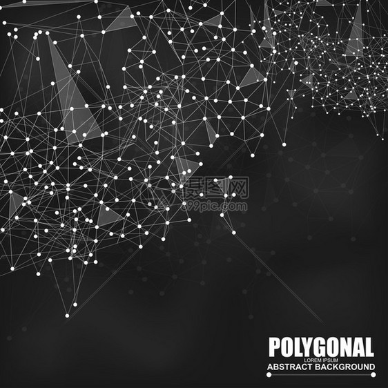 带有连接线和点的抽象铁丝框架网形多边形背景图片