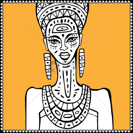 非洲妇女形象的一幅图象手图片