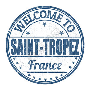 欢迎来到SaintTropezgrunge白色背景的橡胶邮背景图片
