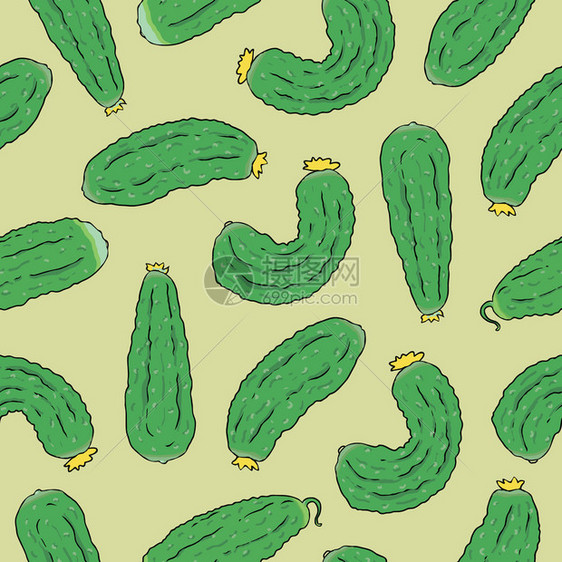 绿色黄瓜的无缝模式矢量图片