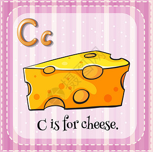 抽认卡字母C用于奶酪插图图片