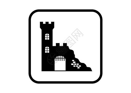白色背景上的城堡废墟图标背景图片