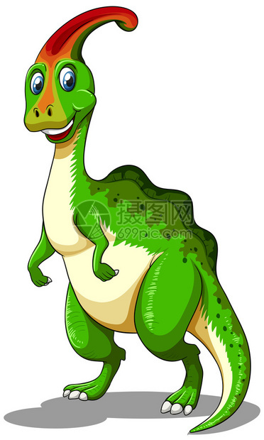 绿色恐龙看起来很开心的插图图片