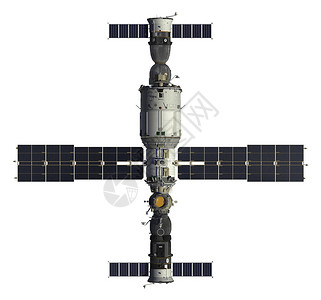 7号电池航天器和空间站三维模型白背设计图片