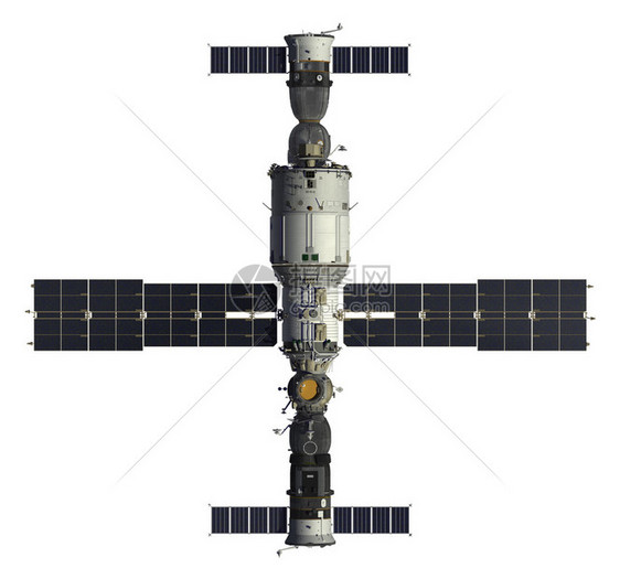 航天器和空间站三维模型白背图片