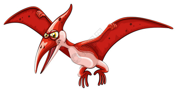 白色插图上飞行的红色恐龙图片