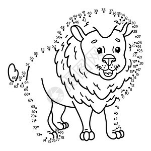 为儿童用快乐的漫画狮子拼凑点的矢量插图图片
