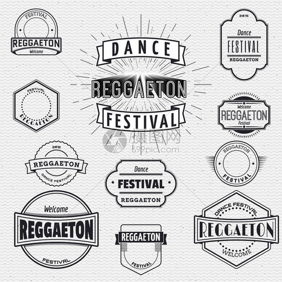 Reggaeton舞蹈节雷鬼顿徽章和任图片
