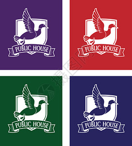 飞色野鸭套装与标志公共房屋图片